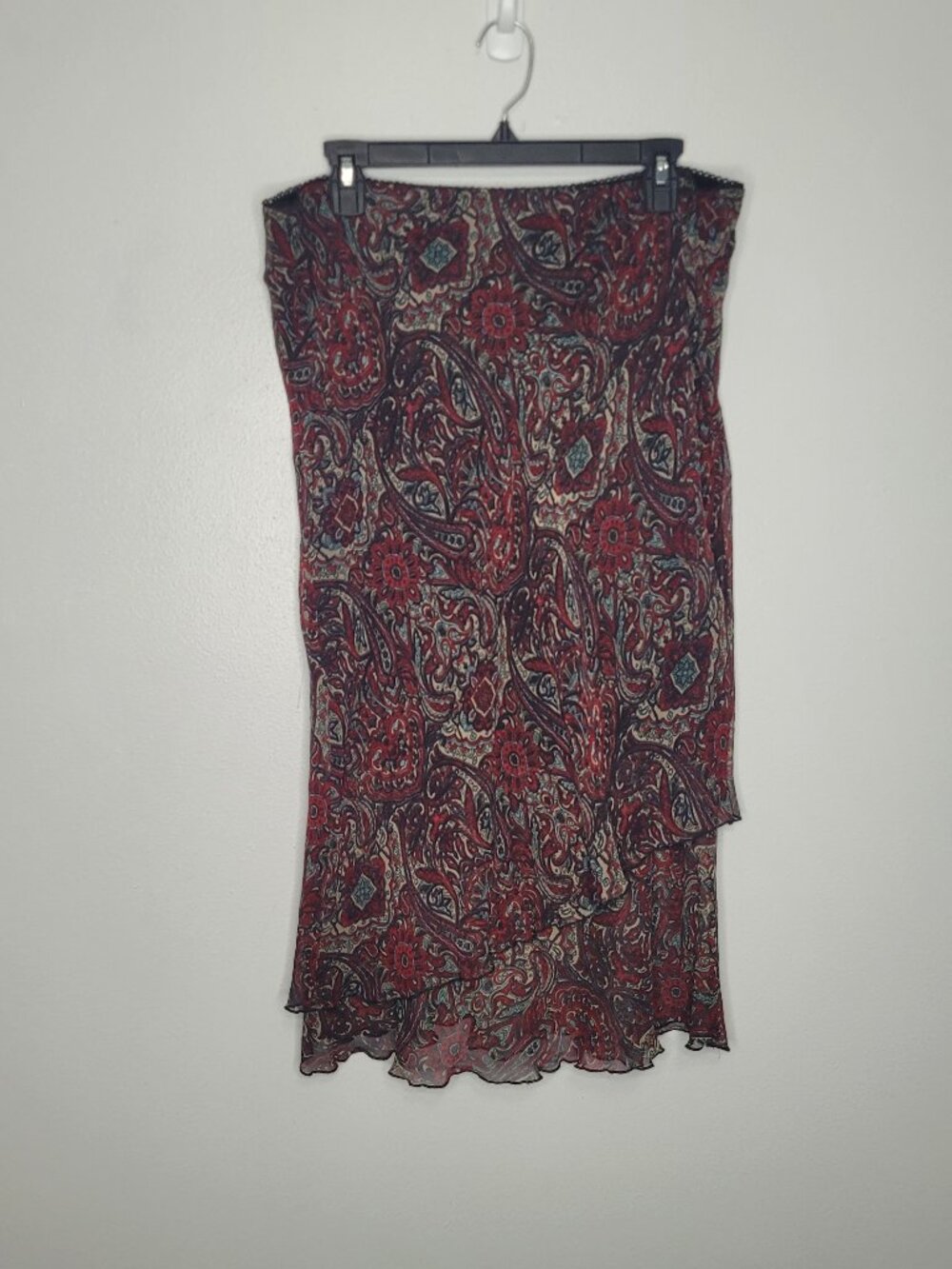 Mix Nouveau dark boho y2k ruffle midi witchy skirt size medium FLAW